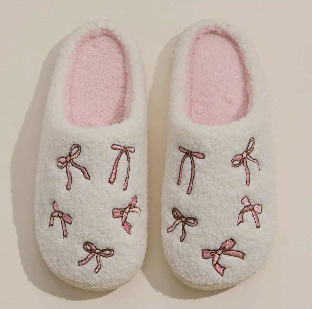 Cozy Bow Plush Slippers