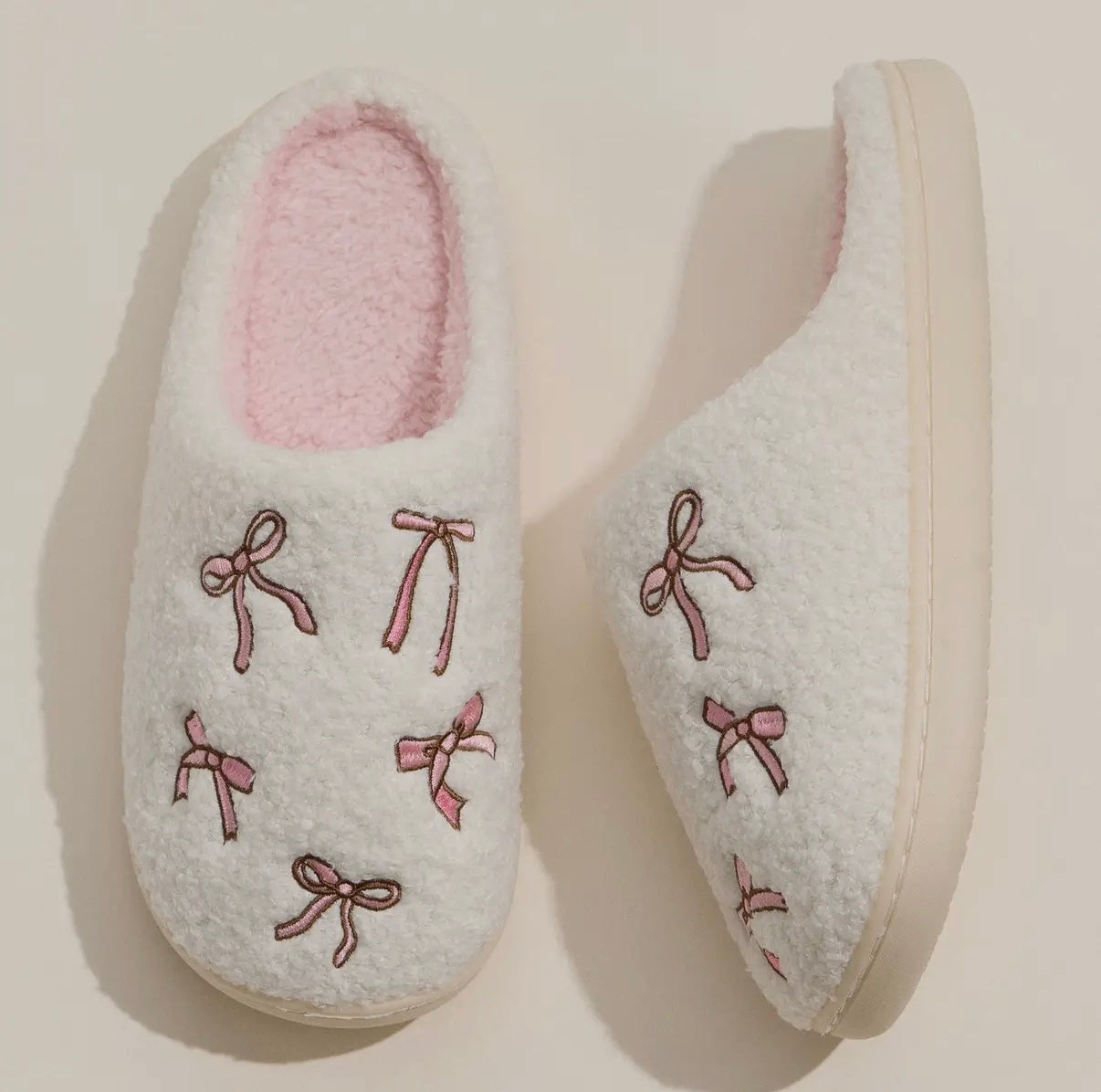 Cozy Bow Plush Slippers
